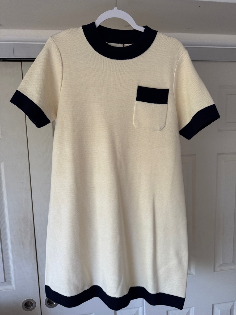 Tuckernuck Cream Knit Top with Black Trim